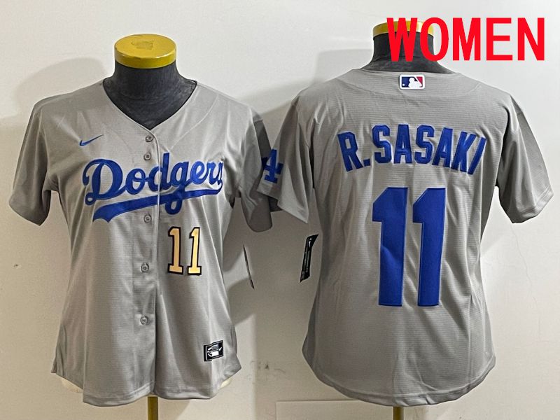 Women Los Angeles Dodgers 11 R.Sasaki Grey Game 2025 Nike MLB Jersey style 3